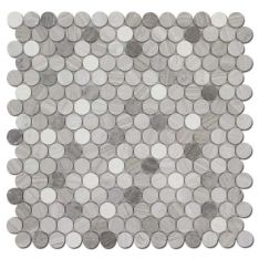 Penny Round Wooden White W/ Athens Gray & Botticino