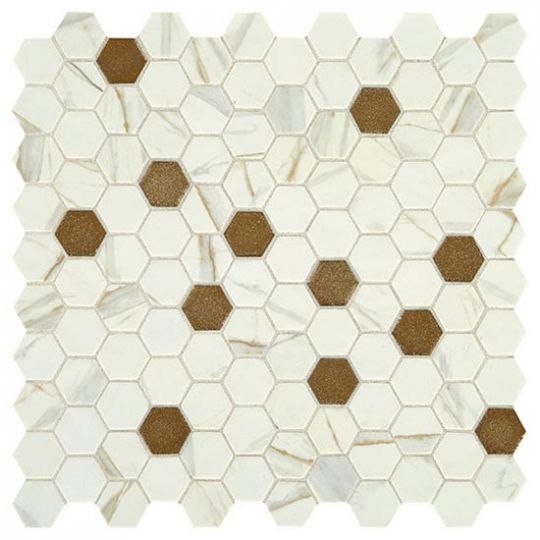 Daltile Uptown Posh Chiffon Metallic Hexagon Wall Glass Mosaics