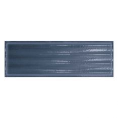 Tesoro Glassalike - Blu Fluted Glossy 4" x 12" Porcelain Tile