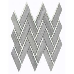 Emser Impulse - Blue Chevron Marble, Limestone & Glass Mosaic