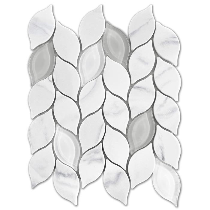 Luxury Adhesive White Leaf Tile Mosaic Sticker