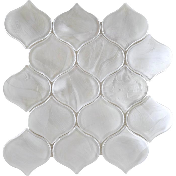 Emser Splash White Arabesque Glass Mosaic