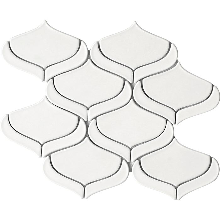 Emser Mythos White Arabesque Ceramic Mosaic