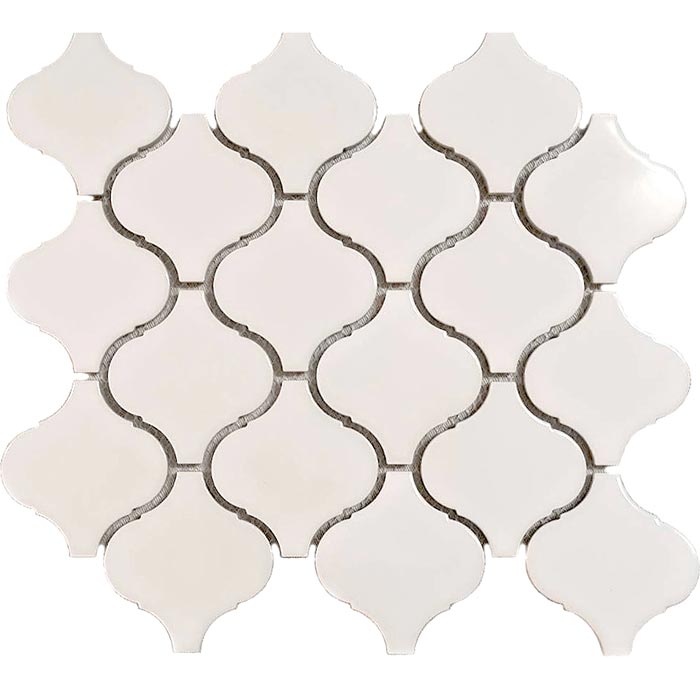 Emser Influence White Gloss Arabesque Porcelain Mosaic