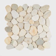 Shaved Pebbles - Antique White 12" x 12" Mosaics