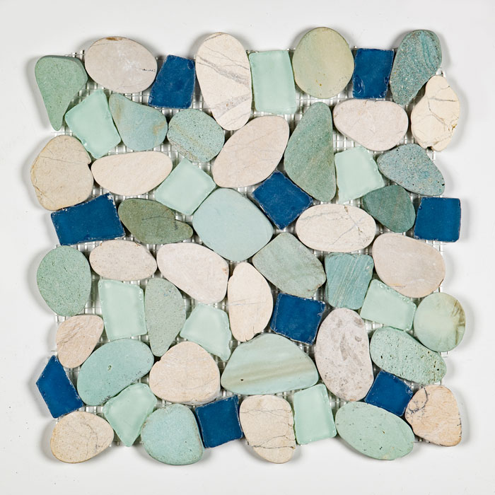 Shaved Pebbles Indah (Sea Glass) 12" x 12" Mosaic