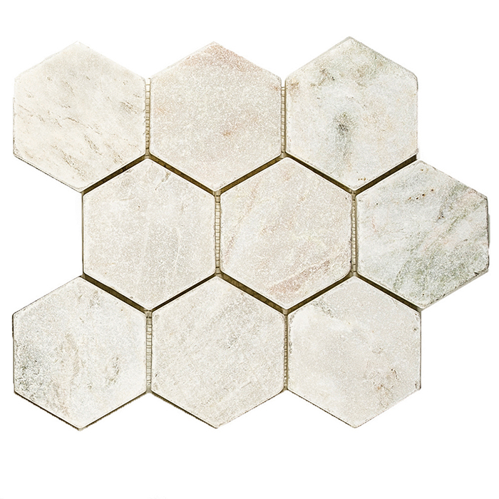 Tumbled Stone 4 Hexagons Lily Onyx, 4 Inch Hexagon Tile