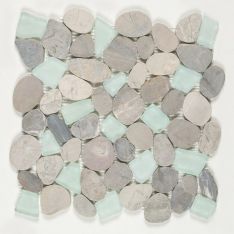 Sea Glass Pebbles - Oyster Bay 4" x 12" Interlocking Pebble Border