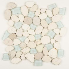 Sea Glass Pebbles - Sea Foam 4" x 12" Interlocking Pebble Border