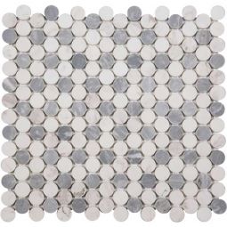 Penny Round Bianco Venato with Bardiglio