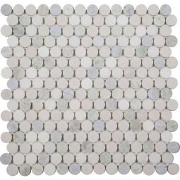 Penny Round Bianco Venato with Blue Celeste & Ming Green