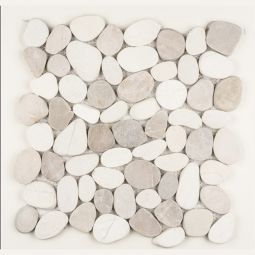 Shaved Pebbles - White & Tan 12" x 12" Mosaics
